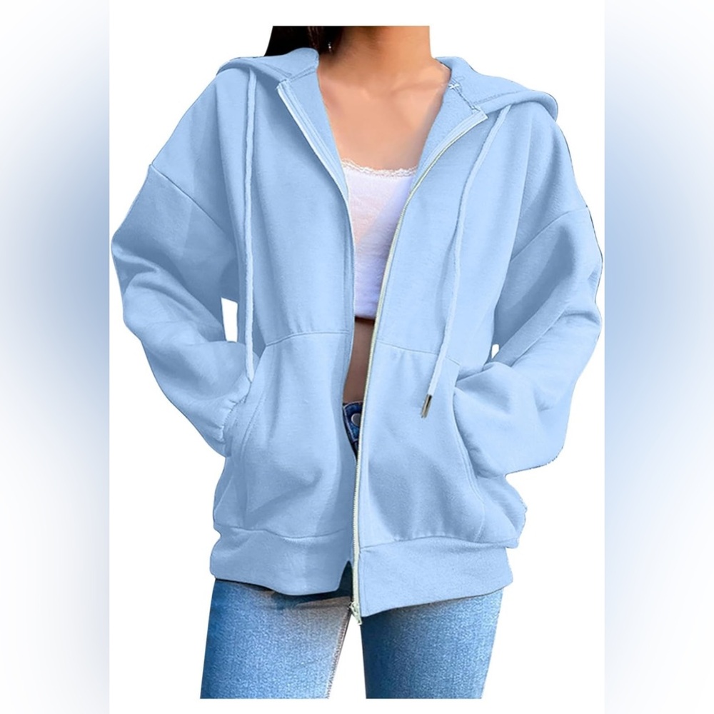 Light Blue Oversized Full Zip Hoodie